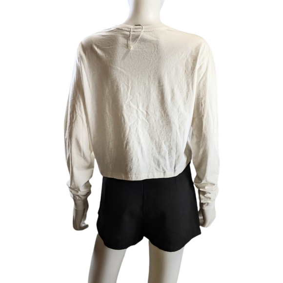 Pull & Bear Crew Neck Long Sleeve Crop Top White S - Picture 6 of 10